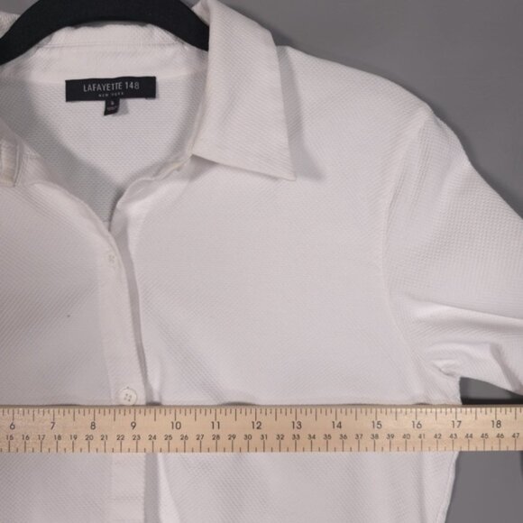 LAFAYETTE 148 NY Women’s Textured Cotton Button Up Shirt White Long Sleeve SMALL - Picture 5 of 8
